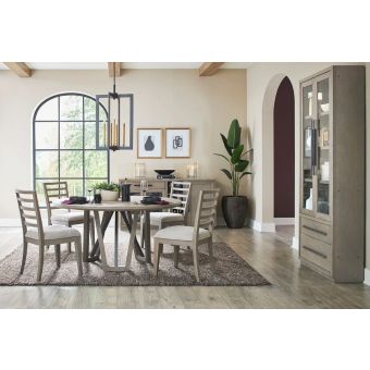 Parker House Pure Modern 60 in. Round Dining Set with Wood Base in Moonstone #DPUR#2018