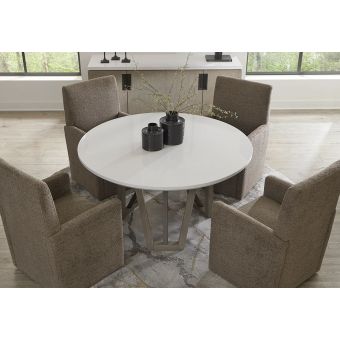 Parker House Pure Modern 54 in. Round Dining Set with Wood Base in Moonstone #2618