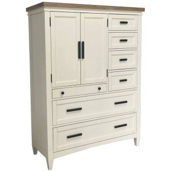Parker House Americana Modern Bedroom 2 Door Chest with 7 Drawer and work station in Cotton