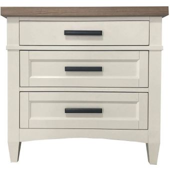 Parker House Americana Modern Bedroom 3 Drawer Nightstand with charging station in Cotton