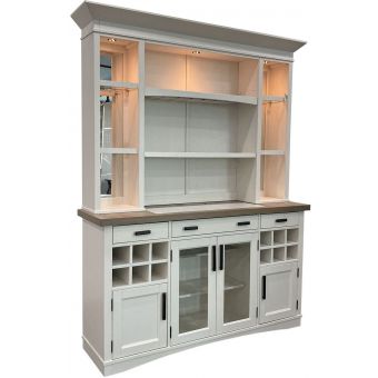 Parker House Americana Modern 2 Piece 69 Inch Buffet and Display Hutch with Quartz Insert in Cotton