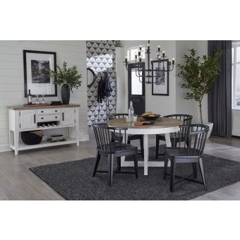 Parker House Americana Modern 48 in. Round Dining Set in Cotton 2118-BLK