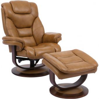 Parker Living Monarch Butterscotch Manual Reclining Swivel Chair and Ottoman