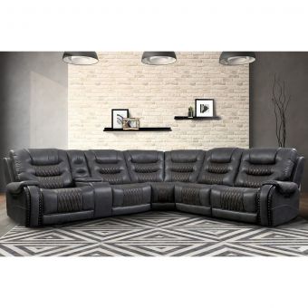 Parker Living Outlaw 6pc Modular Power Sectional with Drop Down Table in Stallion (Promo)