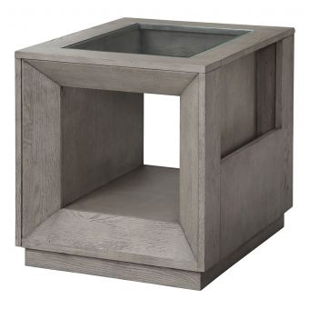 Parker Living Pure Modern End Table with Glass Top in Moonstone (CL1A) - CLEARANCE SALE (Dropshippable)