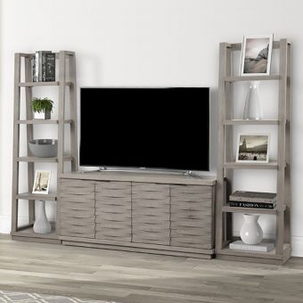 Parker Living Pure Modern 63 in. Entertainment Center with Pair of Bookcase in Moonstone (CL1A) - CLEARANCE SALE