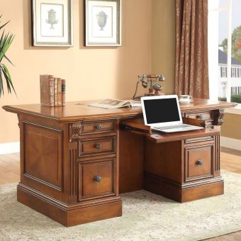 Parker House Huntington Double Pedestal Executive Desk in Pecan