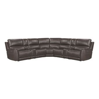 Parker Living Easton-Steamboat Brown 7 Piece Zero Gravity Power Reclining Sectional with Adjustable Headrests