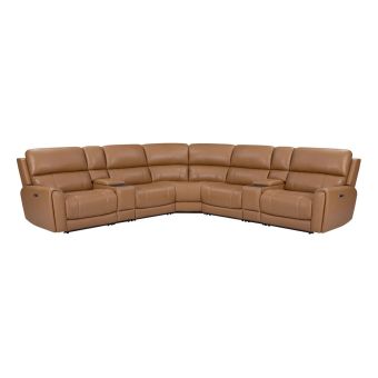 Parker Living Hancock-Apple Cider 7 Piece Zero Gravity Power Reclining Sectional with Adjustable Headrests