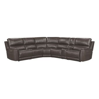 Parker Living Easton-Steamboat Brown 6 Piece Zero Gravity Power Reclining Sectional with Adjustable Headrests