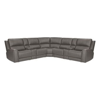 Parker Living Belmont-Autumn Fog 7 Piece Zero Gravity Power Reclining Sectional with Adjustable Headrests